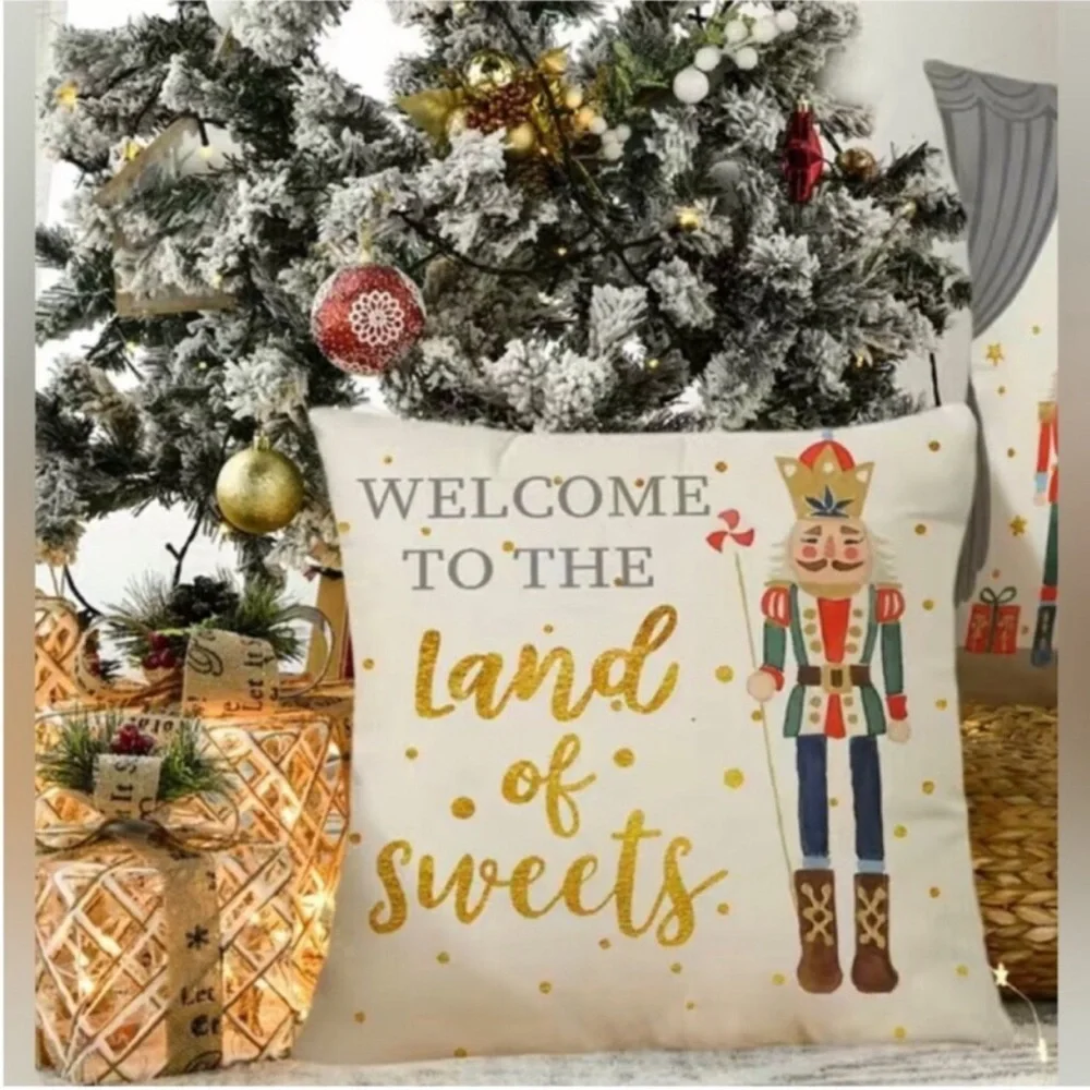 2Pc Christmas Nutcracker Decorative Pillowcase Linen Blend Christmas Home